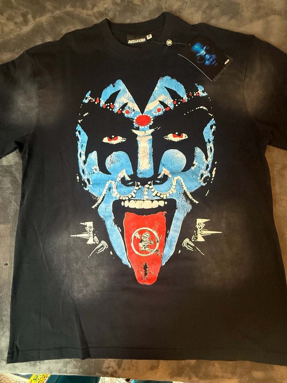 Hellstar x Kiss Washed Black Graphic T-Shirt